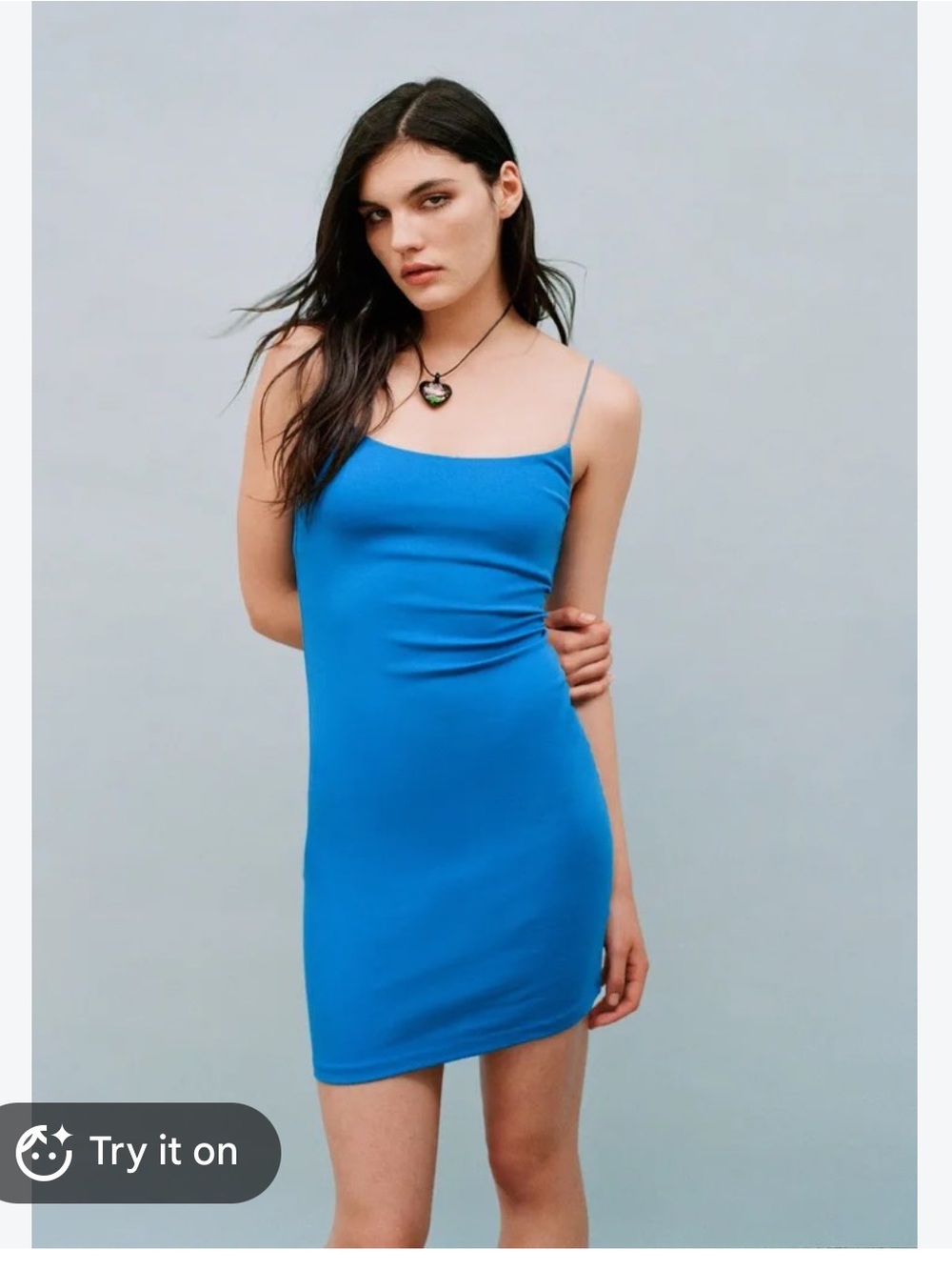Zara Bright Blue Spaghetti-Strap Bodycon Mini Dress Size M